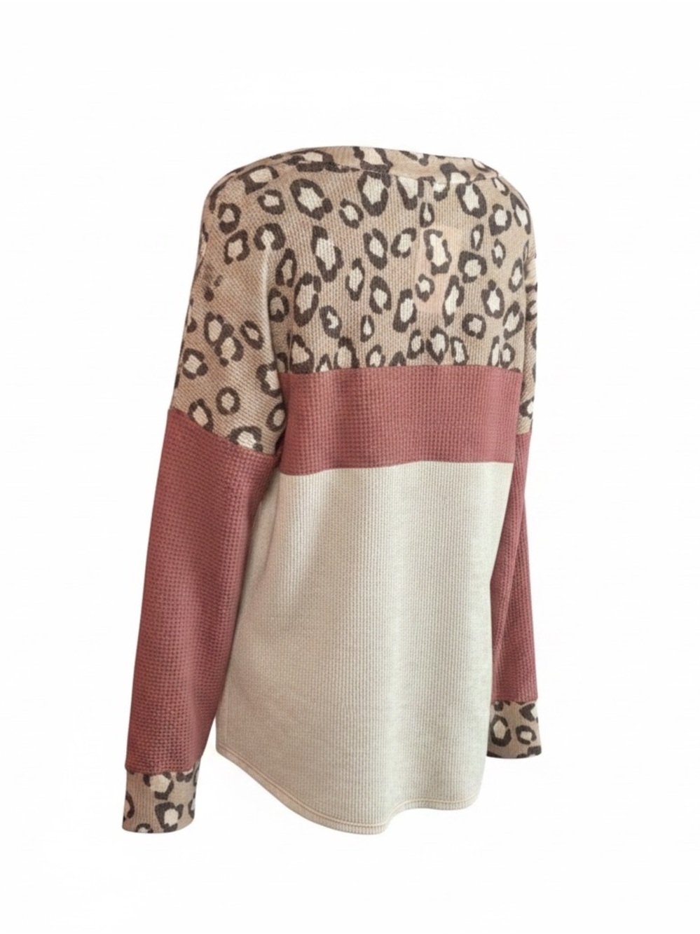 Ces Femme “Lina” Leopard Print Waffle Knit Top, Size Oversized Large, NWT - Picture 3 of 5